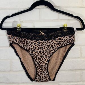 NWT Soma Embraceable Lace High Leg Underwear Panty Cheetah Feline Sz L #0105